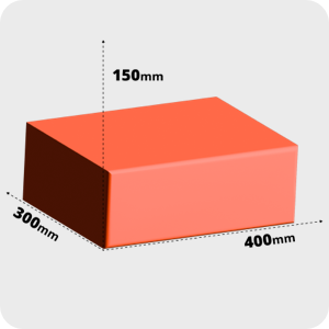 Dimensiones:<br>400 x 300 x 150 mm