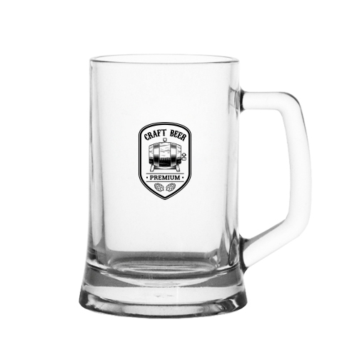A 480 ml German beermug available with a customised design or logo printed on the side at Helloprint/