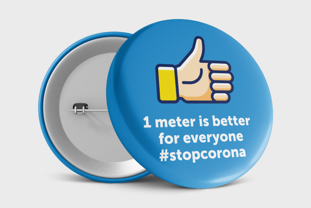 Safety COVID-19 Buttons Blue v2