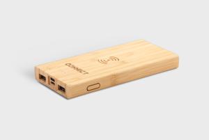 Batterie portable sans fil en bambou