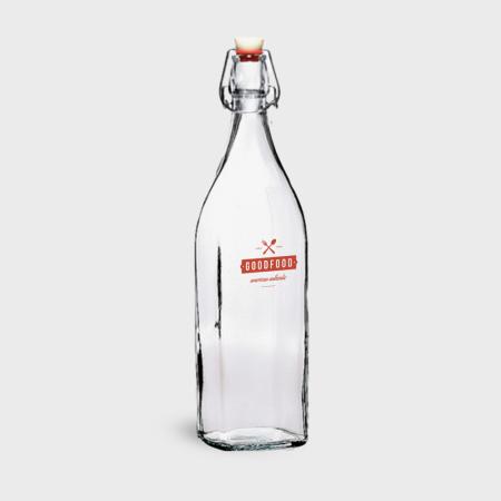 Printed square cliplock bottle 1 liter