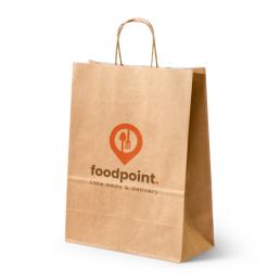 Ribbed Kraft paper bags with white interior
