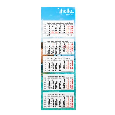 Un calendrier 5 mois maxi compact imprimé avec un visuel de vacances, à commander sur Helloprint 