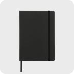 A black A4 pocket notebook available at Helloprint with custom printing options for a cheap price