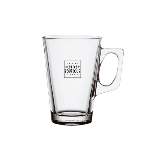 A 25 cl tea glass available to be printed with a personal logo or image on the side at Helloprint
