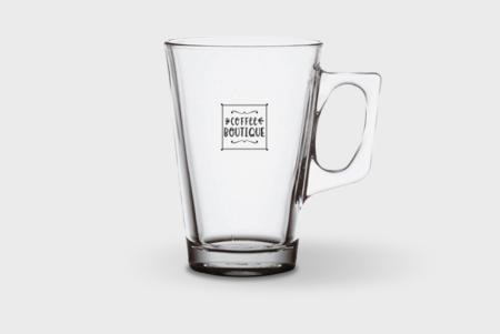 A 25 cl tea glass available to be printed with a personal logo or image on the side at Helloprint