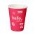 Une tasse en papier de couleur rouge avec des services d'impression personnalisés à bas prix chez  Helloprint
