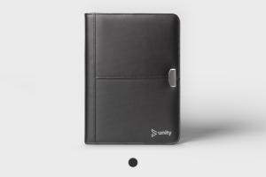 Leather conference folder, personalised and printed online with HelloprintConnect