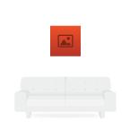 Ein Vergleich der Größe einer Leinwand zu einem 2er-Sofa. Die Größe ist 60cm x 60cm und bei Helloprint erhältlich.