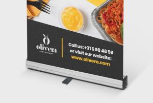 Printed promotional roller banner for takeaway services
