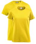 Camisetas personalizadas con tu logo o diseño de color amarillo, perfectas para actividades deportivas. Disponibles en Helloprint