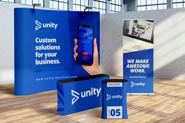 Image of printed products, perfect for exhibitions and fairs. 