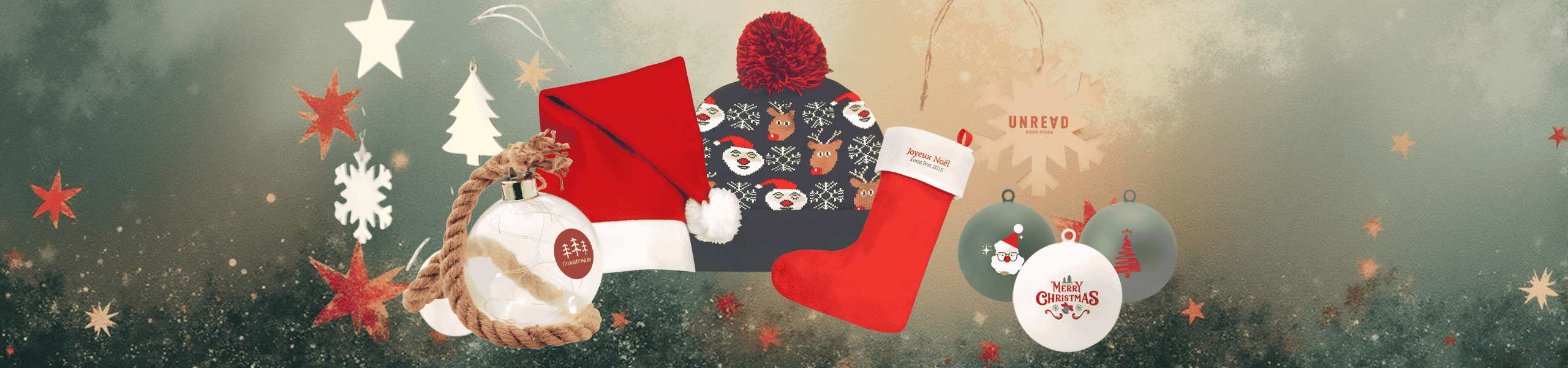 Gepersonaliseerde kerstcadeaus<br>
en decoratie
