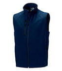 A dark blue soft shell sleeveless bodywarmer available with custom printing options for cheap prices at Helloprint