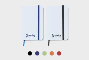 White A6 notebook, printed with your company logo or personalised design at HelloprintConnect