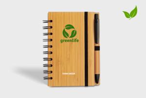 Libreta de bambú con bolígrafo