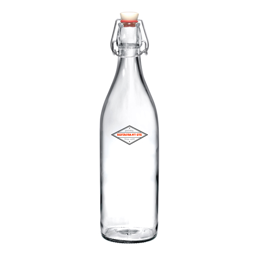 A 1 litre cliplock glass bottle available with custom printing solutions for a cheap price at Helloprint