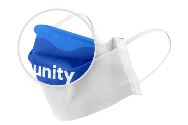 polyester face mask zoomed in on the design