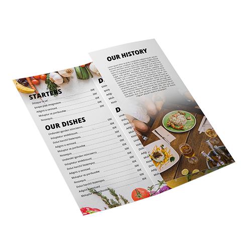 Cartas de menú para restaurantes con dos pliegues