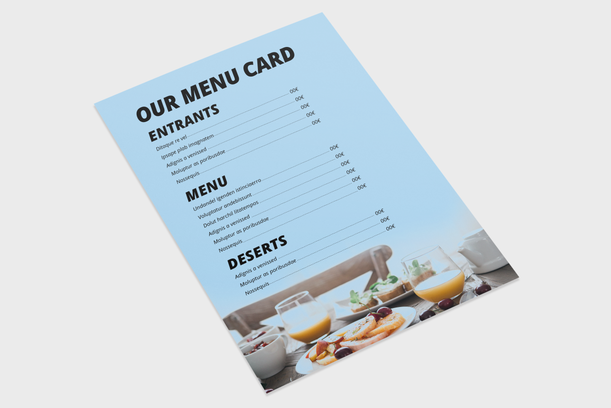 Ongevouwen menukaarten