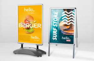 Pavement signs with posters available for print online with Drukzo