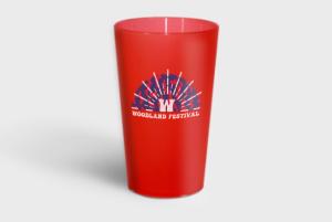 Red printed plastic cup