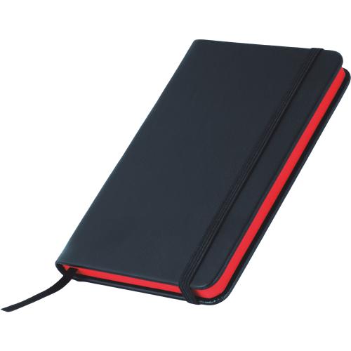 Zwart notitieboekje A6 met gekleurde randen