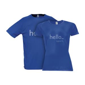 A high quality basic blue t shirt available for a cheap price with a custom logo and text at Helloprint.
