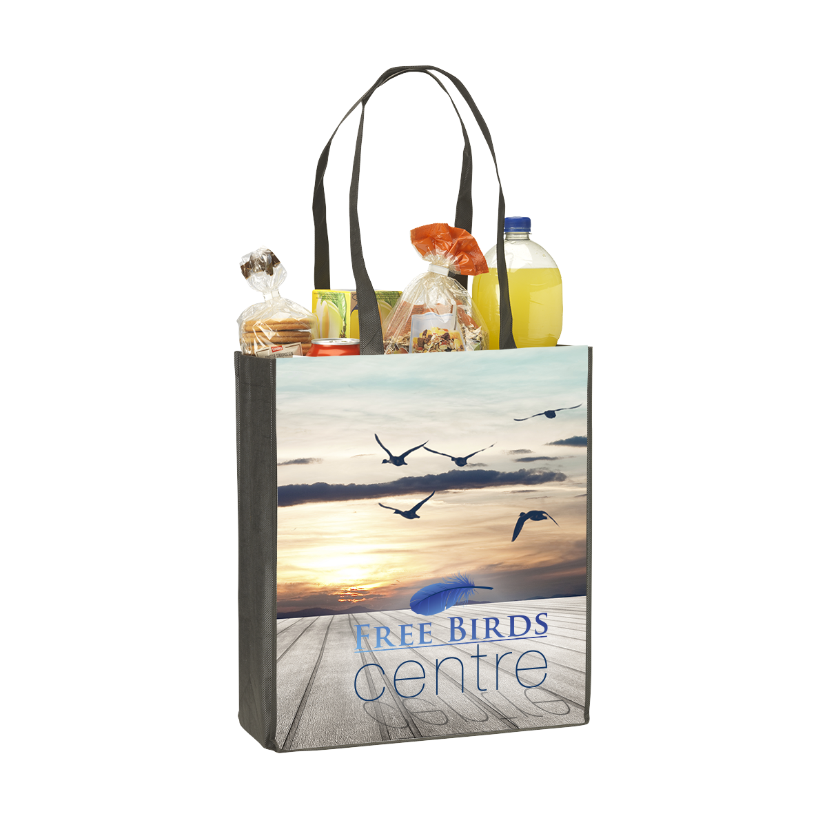Cheap and sturdy tote bag with long straps, ideal for shopping. Personalise it at Helloprint with your own logo or design.