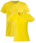Dieses premium Zitronengelbe T-Shirt mit Rundhals der Marke Clique wird von Helloprint verkauft. 