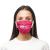 Woman with pink polyester face mask
