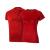 Un par de camisetas de deporte ajustadas en color rojo. Diseño para hombre y mujer en Helloprint.