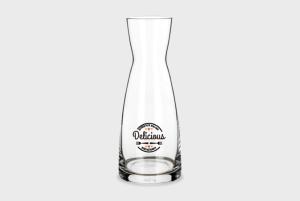A 1 litre glass bottle available to be printed with a custom logo or image on the side at Helloprint