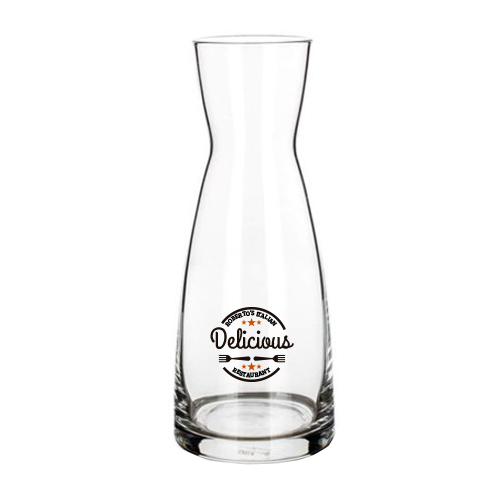 A 1 litre glass bottle available to be printed with a custom logo or image on the side at Helloprint
