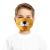 Child's mask with a Lion's mouth design printed, worn by a boy