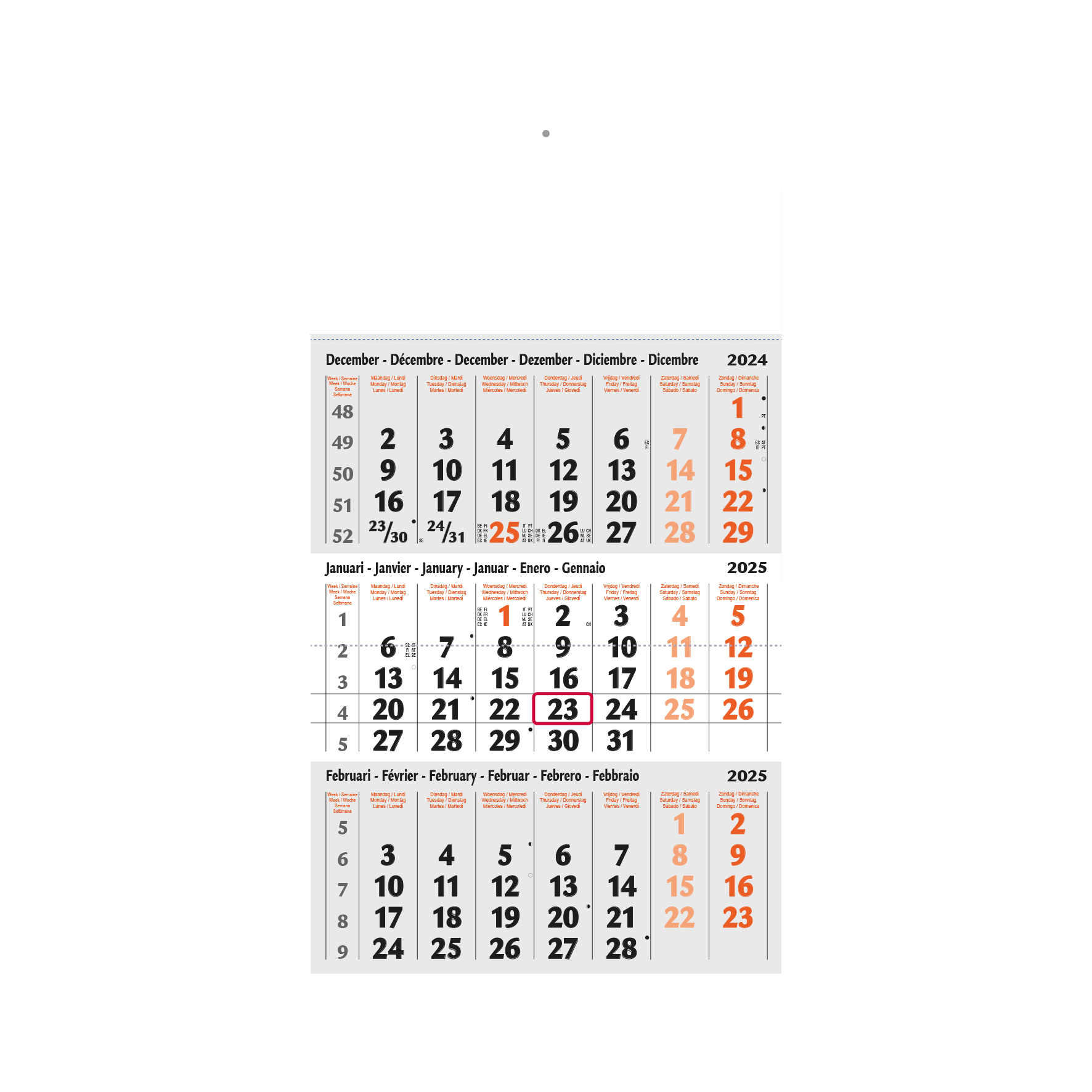 Calendar 3 Month Classic