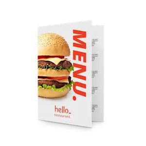 Menu cards printed with your menu, photos and logo - available online with HelloPrint