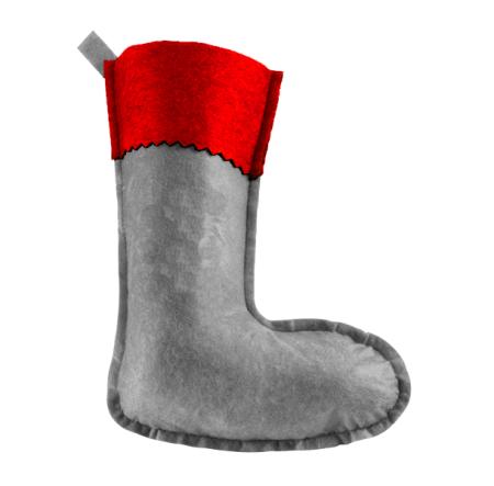 Goedkope witte vilten kerst sok met eigen opdruk van Drukzo. Personaliseer nu jouw eigen vilten kerst sokken!