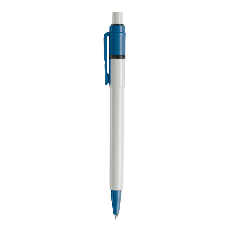 A blue and white baron pen available at Helloprint with personalised printing options for a cheap price