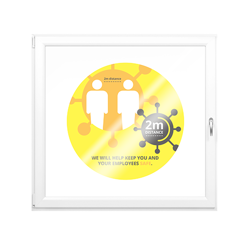 Yellow Anti COVID-19 Window Stickers from Helloprint. Text 