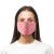 A pink close fitted face mask printed at MEOdruk