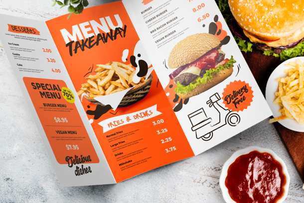 Custom printed trifold leaflets available at Helloprint