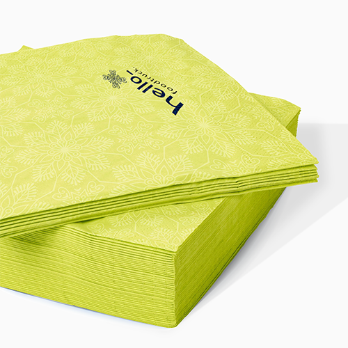 Yellow coloured printed napkins available at Helloprint with custom printing options for a cheap price
