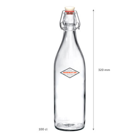 A 1 Litre cliplock glass bottle available with customised printing options for a cheap price at Helloprint