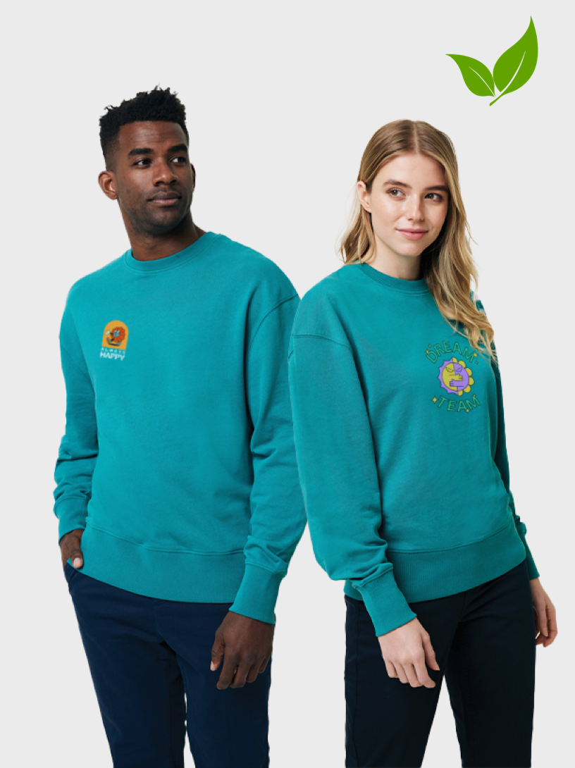 Relaxte gerecyclede katoenen trui met ronde hals