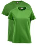 Camisetas personalizadas con tu logo o diseño de color verde manzana, perfectas para actividades deportivas. Disponibles en Helloprint