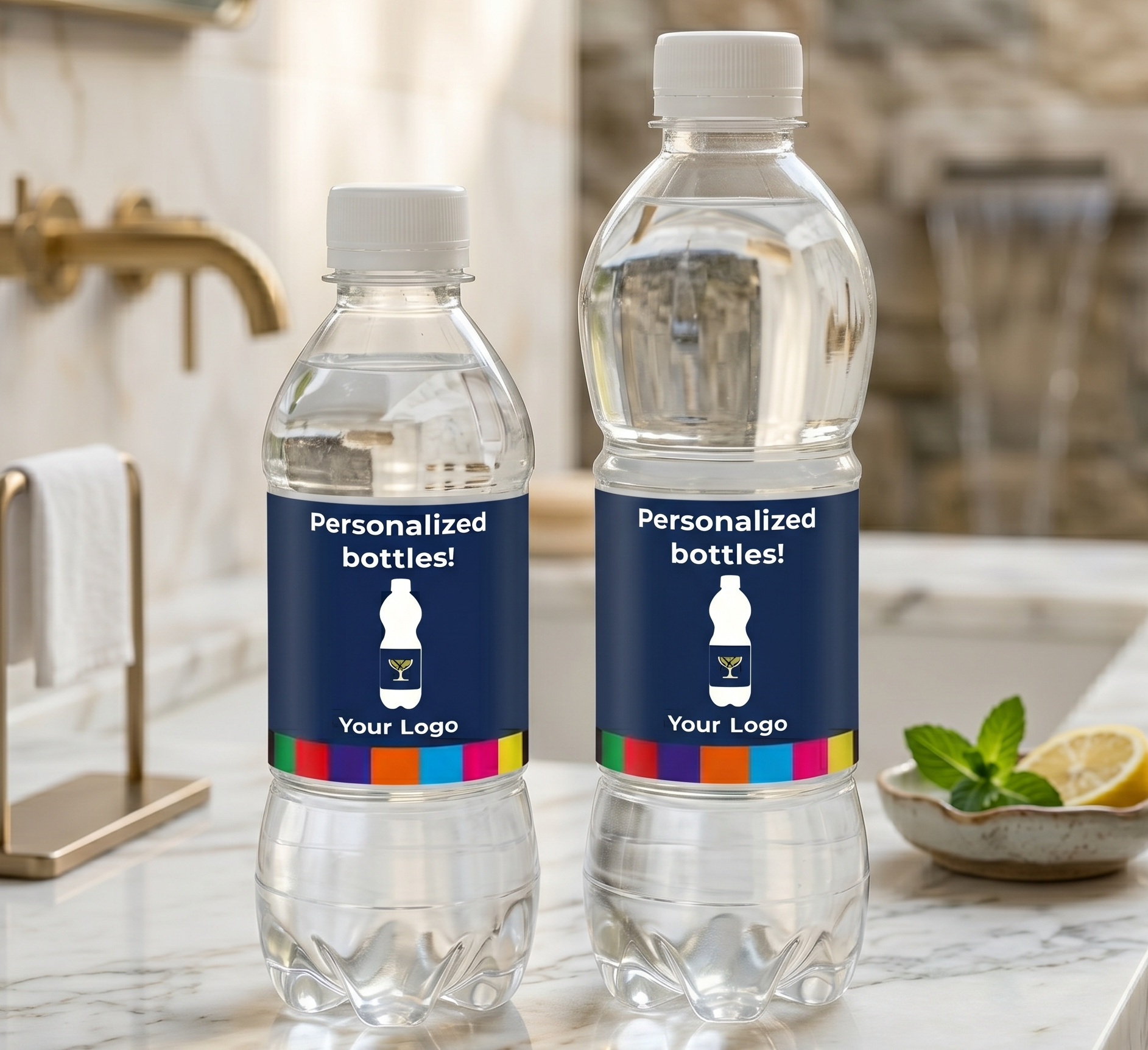 Waterfles met mat of glanzend etiket