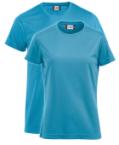 Camisetas personalizadas con tu logo o diseño de color turquesa, perfectas para actividades deportivas. Disponibles en Helloprint