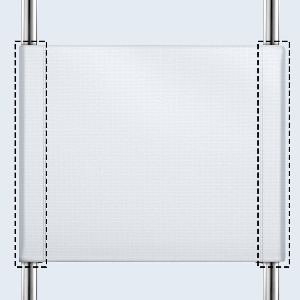 Vaina en el lado izquierdo y derecho de 8 cm.