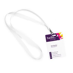 A PVC card with a rectangular hole punched into the slide, available with a custom logo and text at Helloprint.